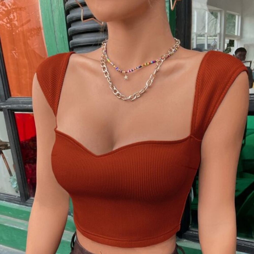 Bae Sweetheart Rib Knit Crop Top 8-10